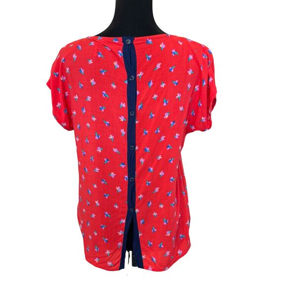 New ~ SPLENDID ~  Floral Button Back Short Sleeve Blouse Size S - Picture 3 of 5